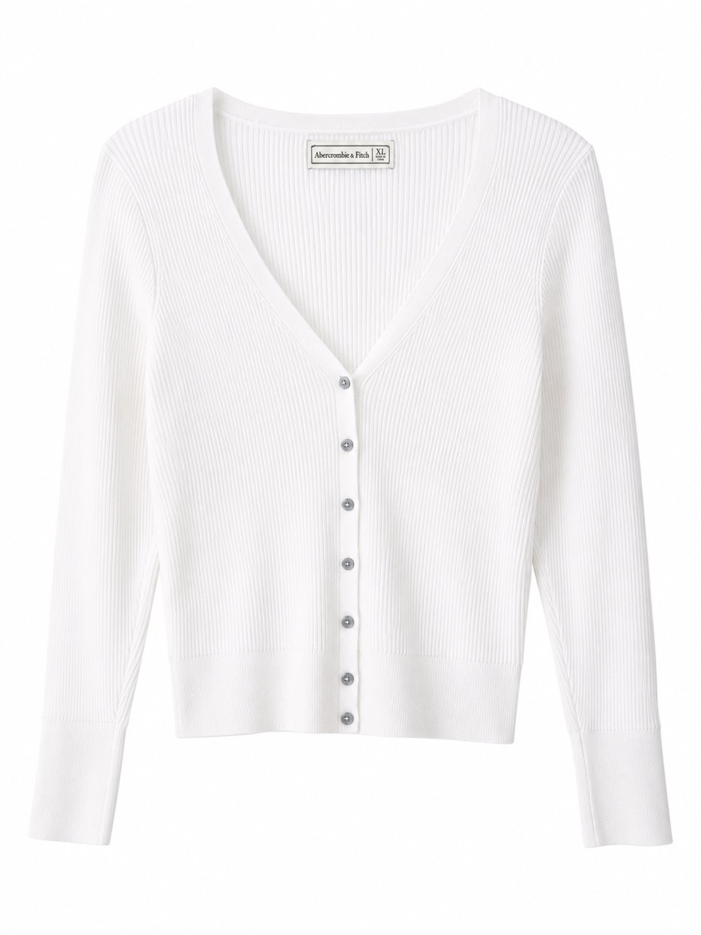 Y2K Vintage Abercrombie & Fitch White Ribbed V-Neck Button Cardigan